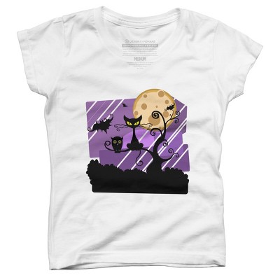 Girl's Design By Humans Night Halloween moon By ChadiElHanchi T-Shirt