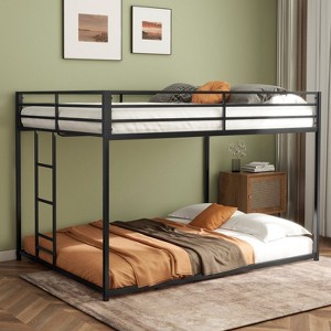 GDFStudio Polly Full Over Full Metal Bunk Bed with Ladder and Guardrail - 1 of 4