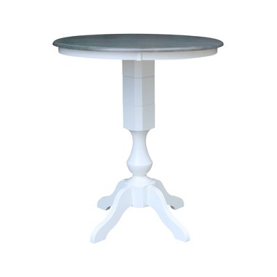36" Round Top Bar Height Table White/Heather Gray - International Concepts