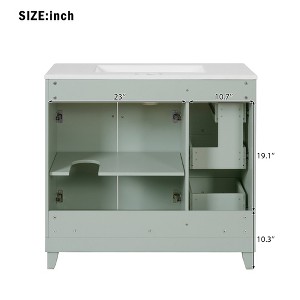 Mshliw 36" Bathroom Vanity with Ceramic Sink, Soft Close Doors, Double-Layer Drawers, Adjustable Shelf, Modern Storage Cabinet - 1 of 4