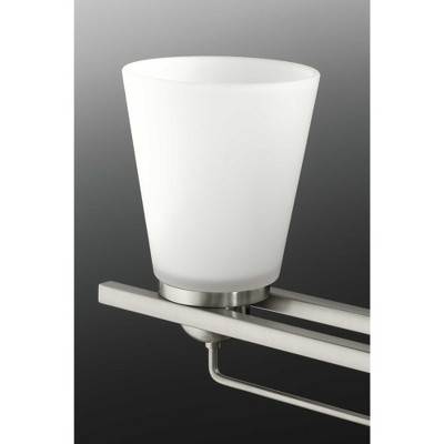 Brushed Nickel 4-Light Bath Vanity with Etched Glass Shades