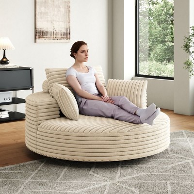 55" Fluffy Corduroy Chenille Foam Swivel Chair,Modern 360° Sleeper Lounge Seat for Living Room or Bedroom–The Pop Home