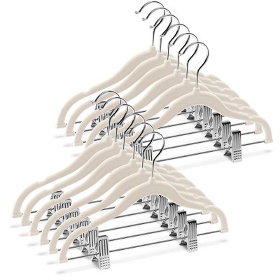 Image of Baby Clothes Hangers with Clips Ivory - 12 Pack Ultra-Thin No Slip Kids Hangers - HomeItUsa