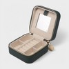 French Connection Small Travel Accessory Organizer with Mirror – Compact Jewelry Storage Box, Faux Leather - 2 of 4