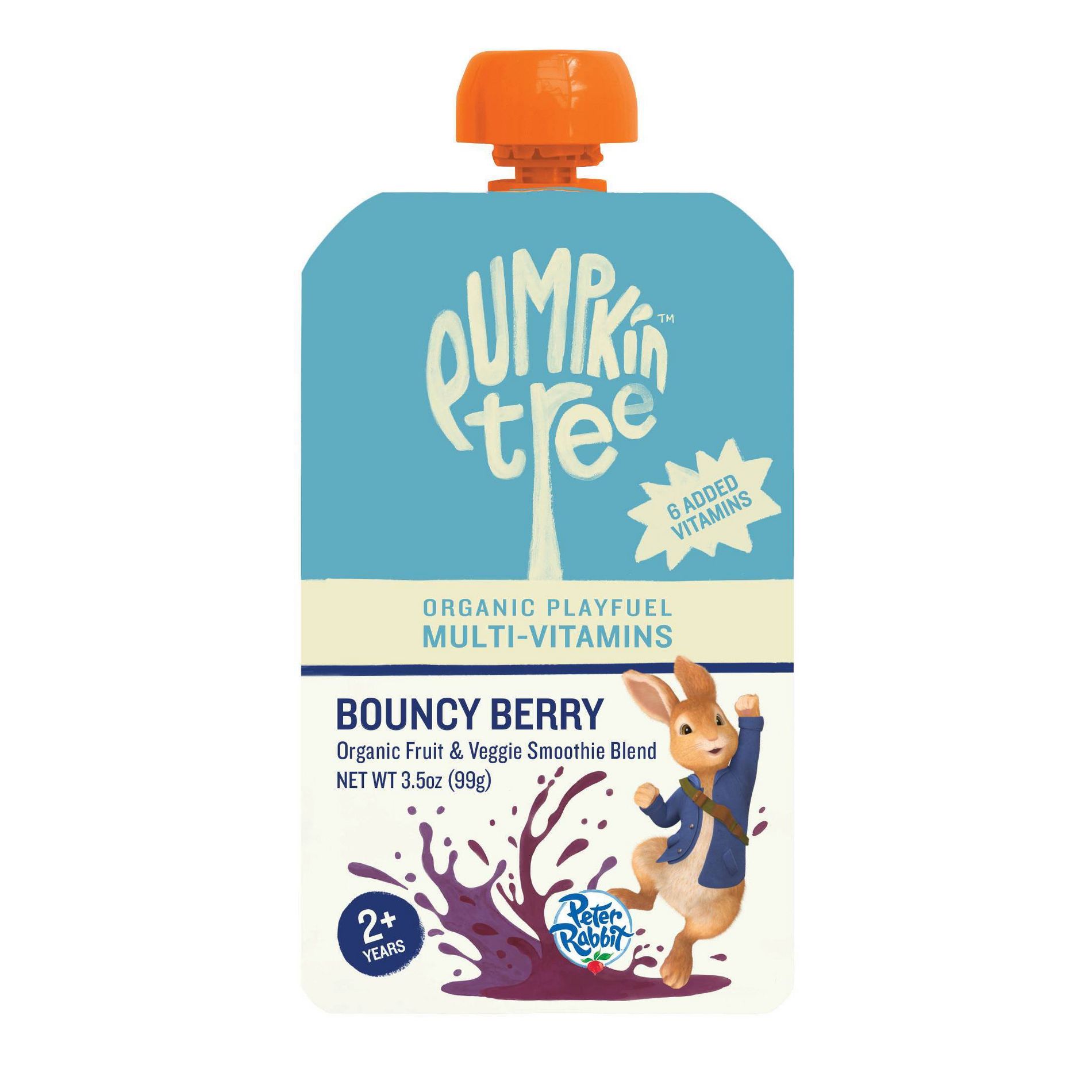 Peter Rabbit Organics Pumpkin Tree Organic Playfuel Multi-Vitamins Bouncy Berry Pouch - 3.5oz: Dairy-Free, Vegan, Plant-Based, Toddler