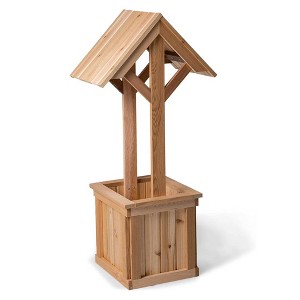 All Things Cedar 4-Ft Outdoor Wishing Well Planter Box for Flowers and Plants, Handcrafted Western Red Cedar, Planter Box Interior, Outside Well Base - 1 of 4