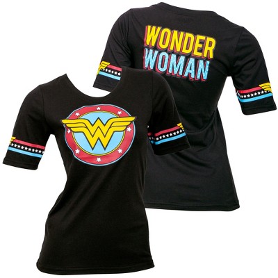 Womens Wonder Woman Star Crest Front and Back Print T-Shirt