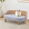 Corgi 26" Wide Small Dog Bed with Removable Cover,Velvet Cushion With Solid Wood legs and Bent Wood Back-The Pop Home - 3 of 4