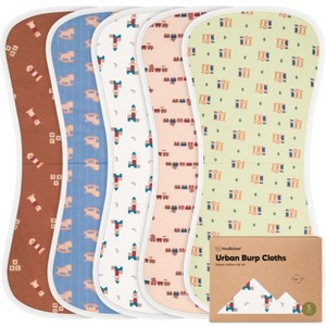 KeaBabies 5pk Urban Baby Burp Cloths, Organic Burping Cloth for Babies, Burp Rags for Baby Girls, Boys - 1 of 4