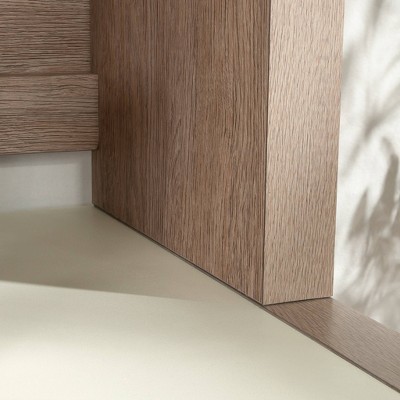 Brushed Oak Large Office Hutch with Glass Doors