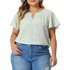 Agnes Orinda Plus Size Womens Tops Keyhole Flutter Short Sleeve Chiffon Floral Pattern - 2 of 4