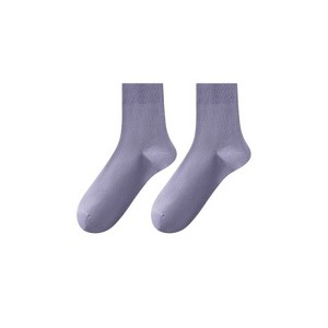 Anna-Kaci Women's Solid Crew Socks 2-Pack Soft Stretch Knit Comfortable Lightweight Everyday Fit - 1 of 2