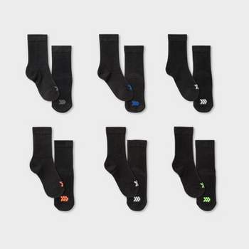 Kids' 6pk Crew Socks - All In Motion™ Black