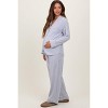 Pinkblush Heather Grey Button Down Top Wide Leg Pant Maternity Pajama Set - 3 of 4