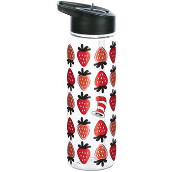 Cat in the Hat Strawberries and Cat's Hat Pattern 24 Oz Plastic Water Bottle