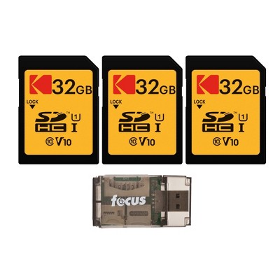 Kodak 32GB Class 10 UHS-I U1 SDHC Memory Card (3-Pack) Bundle