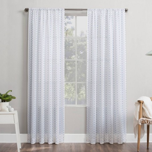 Semi Sheer Rod Pocket Curtain Panel, Sheer White Curtains 63 Long