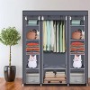 Racxily 59 Inch Portable Wardrobe Closet with Zipper Doors Thick Steel Frame Deep Blue Storage Organizer with Shelves Hanging Rod - 2 of 4