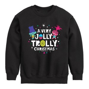Boys' - Trolls - Jolly Trolly Christmas Branch and Poppy Graphic Long Sleeve Fleece Sweatshirt - 1 of 4