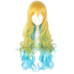 Unique Bargains Women's Wigs 31" Blonde Blue with Wig Cap - 1 of 4