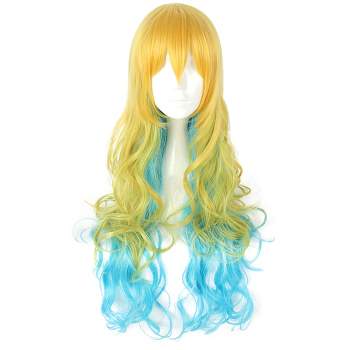Unique Bargains Wigs Wigs for Women 31" Blonde Blue with Wig Cap