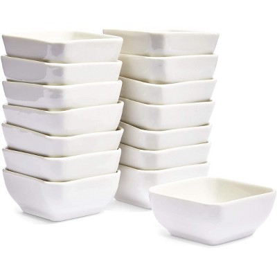 Juvale 15 Pack Square Ceramic Pinch Bowls for Dipping and Meal Prep, White, 3 in.