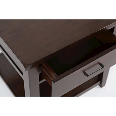 Classic Brown Square Wood End Table with Storage