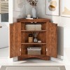 Bathroom Storage Cabinet With Adjustable Shelves, 31 Inch High Corner Cabinet With Triangle Design-Cuddlewood - 2 of 4