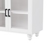 Gulches 63'' Farmhouse TV Stand for TVs Up to 70" - White Buffet Cabinet with Tempered Glass Doors, Shelves&Wood Gourd Legs, Living Room Storage - 2 of 4