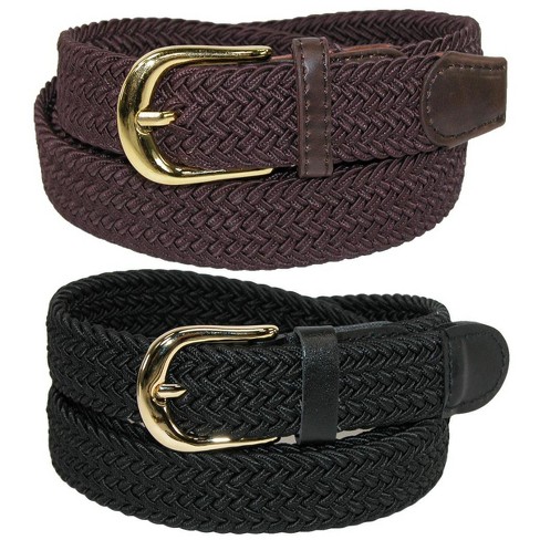 Ctm Women's Elastic Braided Stretch Belt (pack Of 2 Colors