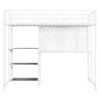 Twin Size Loft Bed with Desk and Whiteboard, Metal Loft Bed with 3 Shelves and Ladder, White - 3 of 4