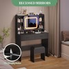 Jojoka Makeup Vanity Set with Sliding Mirror, LED Lights, Storage Shelves, 2 Drawers, and Comfortable Stool - 4 of 4