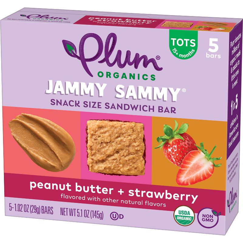 Plum Organics Jammy Sammy Snack Bars - Peanut Butter and Strawberry - 1.02oz/5ct, 4 of 12