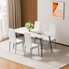VEVOR Modern Dining Room Accent Chairs Set of 4,Upholstered Leather Side Chair for Dining Tables,Table Chair with Thick Cushions and Metal Legs,White - 2 of 4