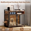 41 Inch Dog Crate Furniture - Large Dog Cage for Medium Dogs, Adjustable Raised Feeders, Indoor Heavy Duty Metal End Table, 2 Open Storage Shelves - 2 of 4