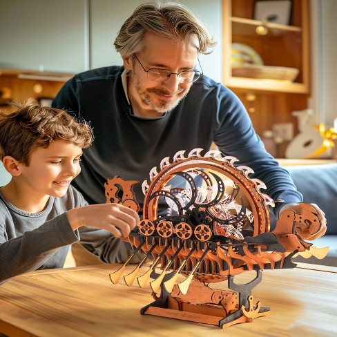 Robotime 3D Puzzles Wooden Dragon Boat Mechanical Gear Model Kit Birthday Gift Toys for Adult Kids, Multicolored, 18.35"*18.14"*14.49" - image 1 of 4