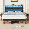 MaseiKar Full Bed Frame, Metal Platform Bed Frame with Headboard, LED Bed Frame with Charging Station, Noise-Free, Easy Assembly, Charcoal Black - 3 of 4