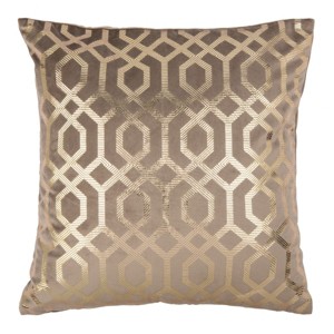Krema Pillow - Taupe/Gold - 18"X18" - Safavieh - 1 of 4