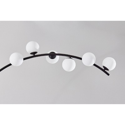 Black Adjustable Arc Lamp with Opal Glass Shades