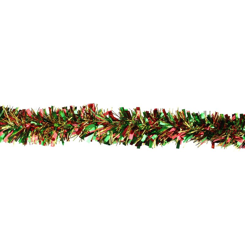 Northlight 12' x 4" Unlit Green/Red Wide Cut Tinsel Christmas Garland, 3 of 6