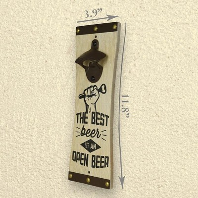 Rustic Multicolor Wall-Mounted Metal and Wood Bottle Opener