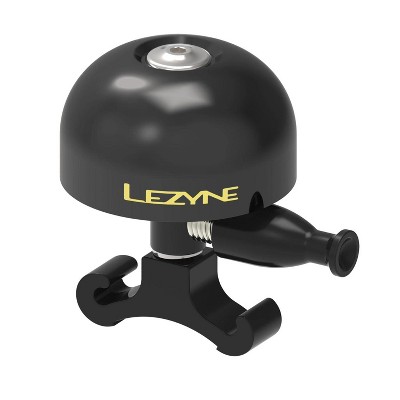LEZYNE Classic Brass Bicycle Bell, Compact, Sharp Loud Ring, Flick Style Bike Bell, High-Polished Brass - Medium/Black
