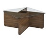 CAVINAS Mid-Century Square Coffee Table with Tempered Glass Top,Unique Wooden Center Table for Living Room,Apartment - 3 of 4