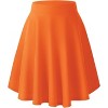 Women's Basic Stretch Midi Skirt - Versatile High Waist Flared Casual Skirt Orange-long - 3 of 4
