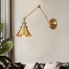 Dewdrop Adjustable Gold Swing Arm Wall Sconce, Vintage Brass Cone Shade Wall Light - 2 of 4