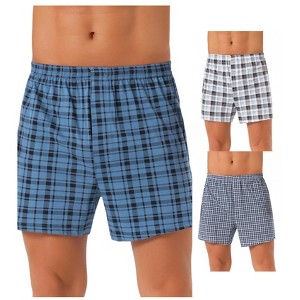 INSPIRE CHIC Men's 3 Pack Classic Plaid Pattern Boxer Shorts Underwear - 1 of 4