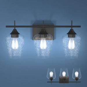 Costway 3-Light Wall Sconce Modern Bathroom Vanity Light Fixtures with Clear Glass Shade - 1 of 4