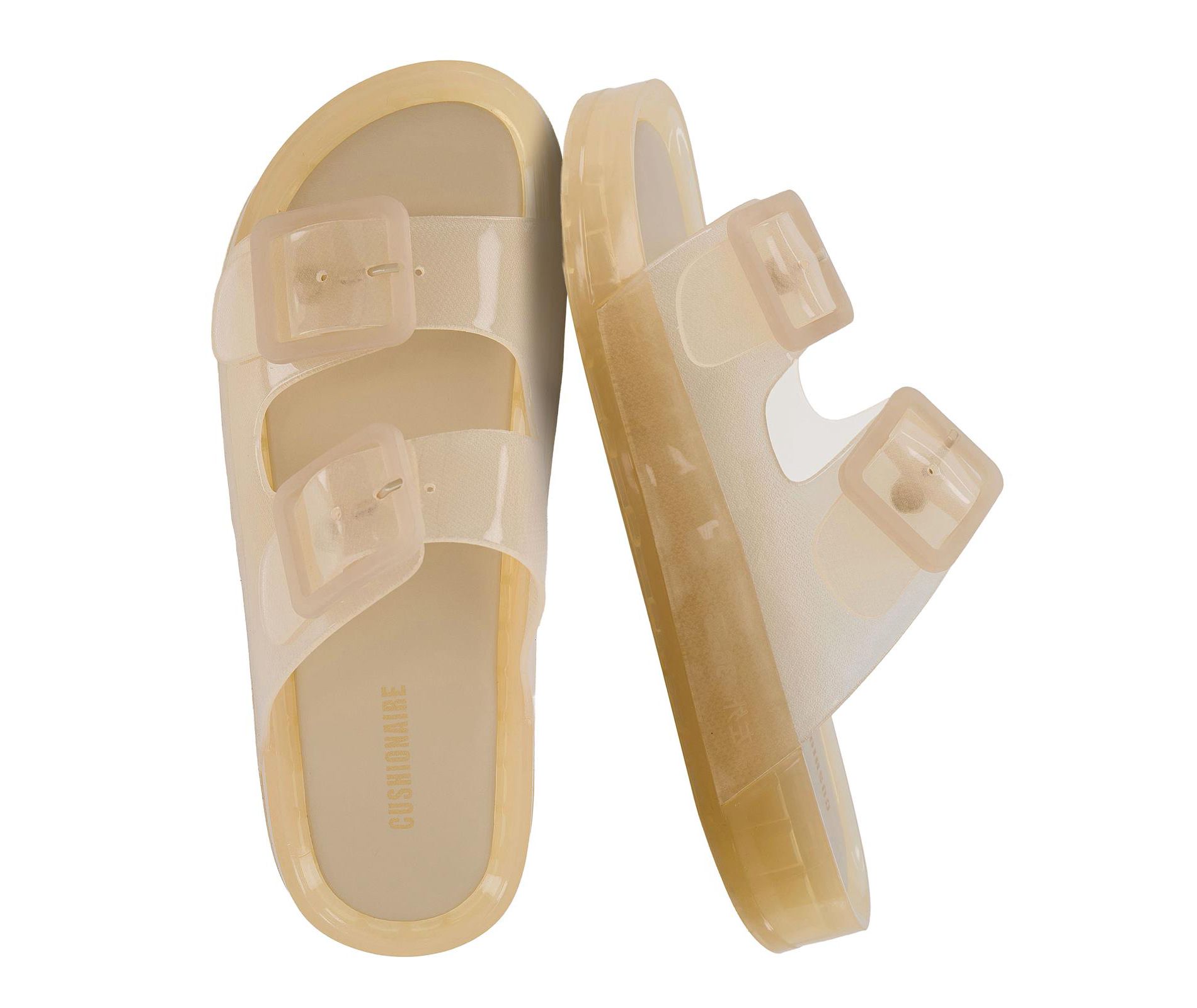 CUSHIONAIRE Pool Slides For Women Waterproof Double Buckle Adjustable Slip-On Womens Sandals For Beach Shower Casual Wear