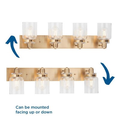 Calhoun 4-Light Vintage Brass and Clear Glass Bath Vanity Light