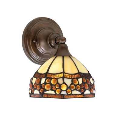 Toltec Lighting Any 1 - Light Sconce in  Bronze with 7'' Roman Jewel Art Glass Shade